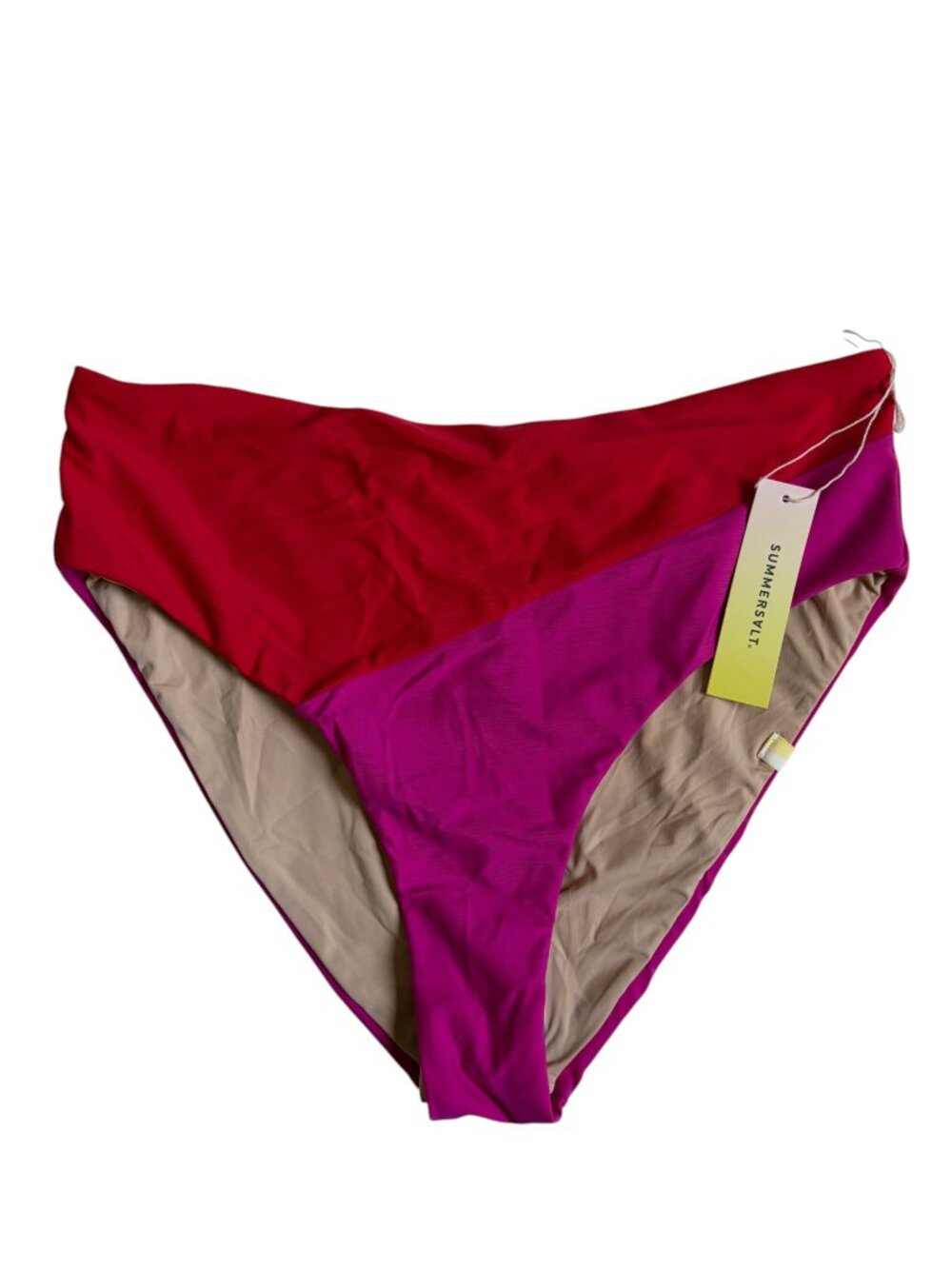 NWT Summersalt Diagonal High-Rise Swim Bikini Bottom (Hibiscus/Grapefruit) - 8